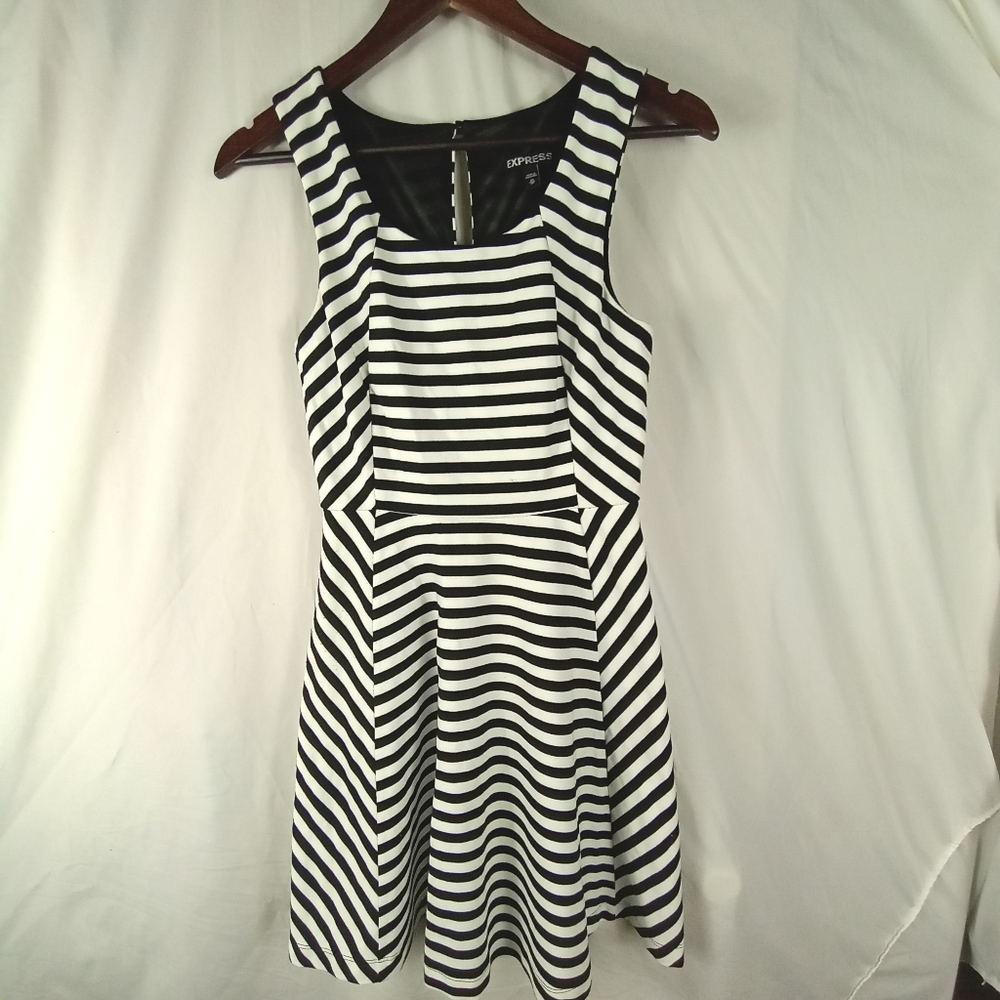 Fit and flair stripe express dress size xs .